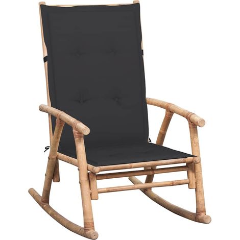 vidaXL Silla mecedora con cojín bambú (1/5)