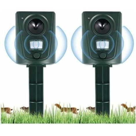2023 2X Répulsif Chat Jardin à Ultrasons, Répulsif Chats avec Piquet au Sol Prévenir Les Chiens et Les Chats, Les Oiseaux, pour Jardins, Champs, Pépinières, Etanche (1/4)