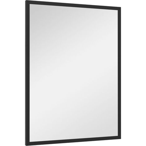 SPECCHIO DA PARETE RETTANGOLARE CON GANCI. IN VETRO E MDF. 60X80 CM. NERO