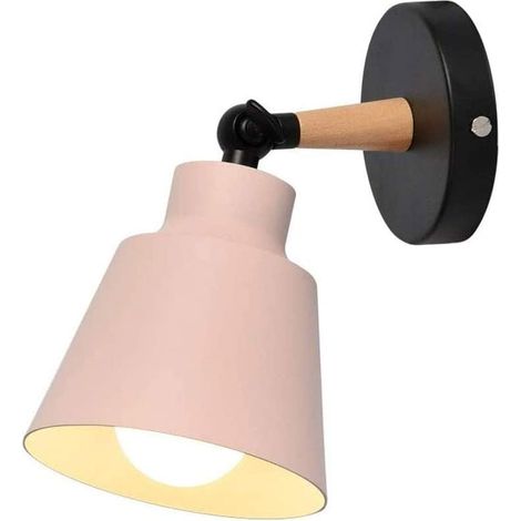 Wandleuchte Modern Innen aus Eisen Holz Wandlampen Verstellbare für Wohnzimmer Schlafzimmer Flur Treppenhaus(Rosa)