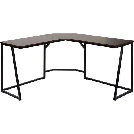 Eck-Schreibtisch HHG-750, Computertisch Arbeitstisch, MVG-zertifiziert 76x140x140cm, MDF Metall dunkelbraun