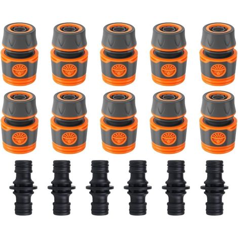 Extension Rapide du Tuyau, 16 Pièces Embout Tuyau Arrosage, Connecteur Tuyau Arrosage, Kit de Raccord Tuyau d'Arrosage, Kit de Raccordement de Tuyau de Jardin, pour Famille Jardin