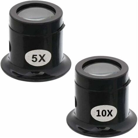 Loupe d'Horlogerie, 5X/10X Loupe Oculaire Bijoutier, Loupe de Montres pour Bijoux, Diamants, Pierres Précieuses (Noir) (1/2)