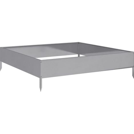 Vassoio per fioriera aiuola rialzata piante fiori terrazza giardino giardino 100 x 100 x 26 cm acciaio inossidabile Argento 020039276