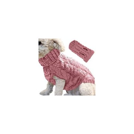 Pull pour chien torsadé couleur unie - Cuir rose M (1/5)