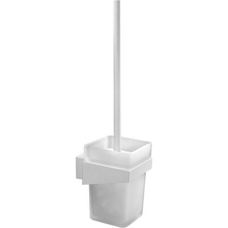 Portascopino bagno sospeso in acciaio inox bianco opaco e vetro  NUEVO-N kamalu