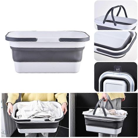 Seau à serpillière pliable, portable et peu encombrant, solution de nettoyage pour légumes (1/4)