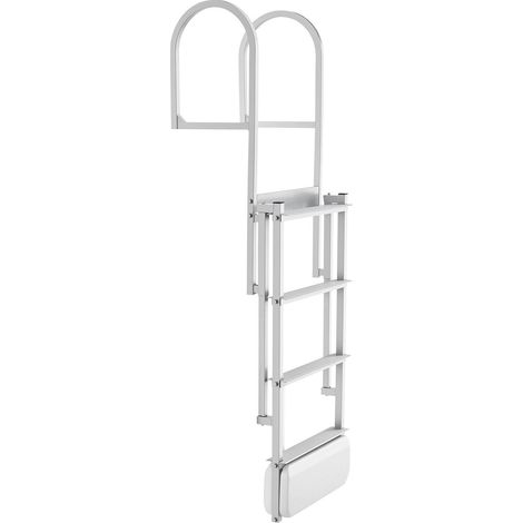 Échelle de quai aluminium pliable 4 marches, échelle de baignade pour bateau, capacité 227 kg, hauteur réglable et marches (1/5)