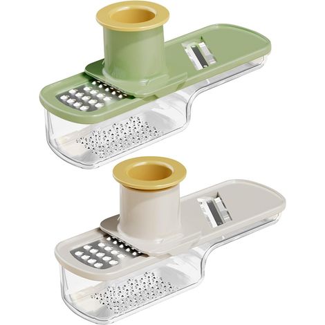 3-in-1 Mini-Mandolinen-Set – Ingwer-Knoblauch-Reibe, Gemüseschneider mit Behälter, handliches und tragbares Küchenutensil, sicherer Schutz, ideal für Camping