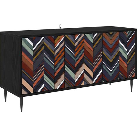Meuble TV OMMEN 102 x 33 x 51 cm Chêne noir Bois d'ingénierie vidaXL (1/5)