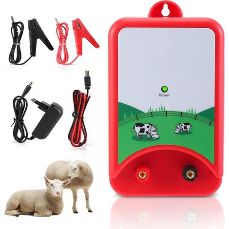 Appareil de clôture électrique 12 V, 10 km, sortie 2J avec écran LCD, clôture électrique étanche pour ferme, jardin et prairie (1/5)
