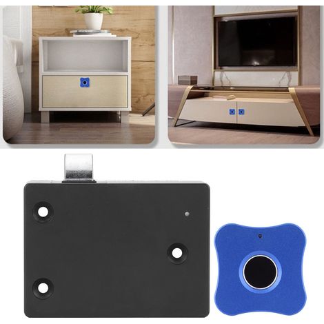 Serrure à empreinte digitale Home Smart en alliage d'aluminium pour armoire et tiroir, petite serrure électrique en forme de fleur bleue (1/5)