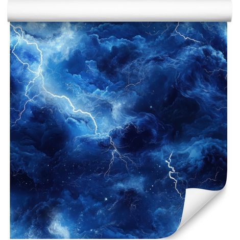 Carta da parati acquerello galassia blu, dettagli delicati 50x1000 cm (1/5)