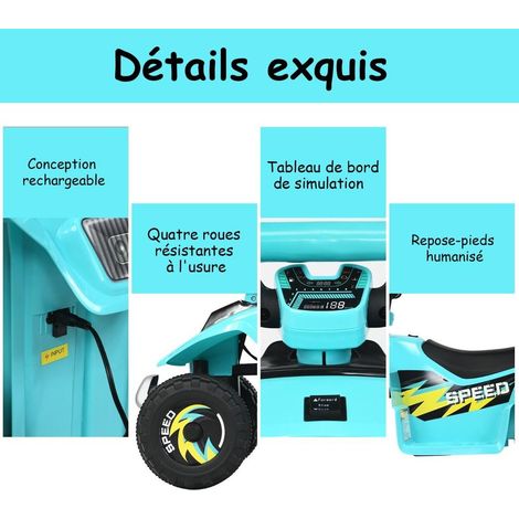 4 roues quad électrique enfant 4,6 km/h, conduite avant/arrière, stable pour jardin et allée (1/5)