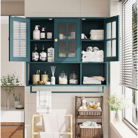 mobile contenitore 88x26x82 pensile vetro verde OKMYHOME (1/5)