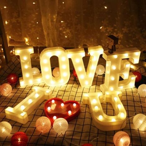 Lettres Alphabet LED - Lumière Blanche Chaude - Décoration Intérieure Fête Mariage Festival - 26 Pièces (1/4)