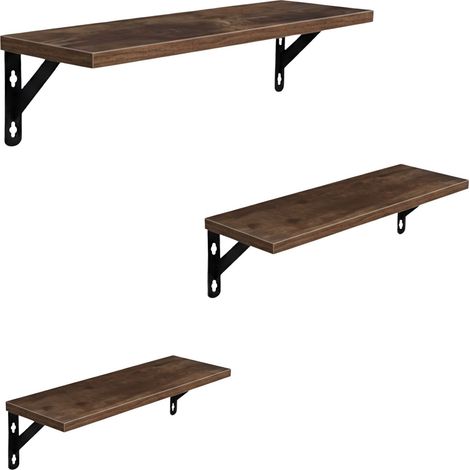 Estantería de pared industrial: 3 tamaños, madera y acero