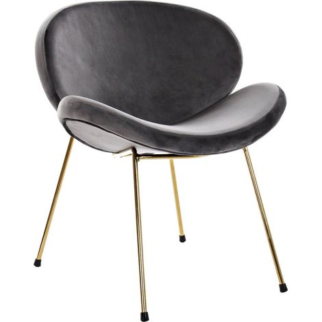Chaise de cuisine velours gris éclat et pieds dorés - Gris clair velouté avec pieds dorés (1/5)