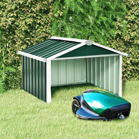 Abri pour robot tondeuse en acier galvanisé vert – Garage de rangement avec station de charge – 92 x 97 x 63 cm (1/5)
