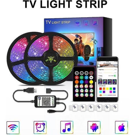 Barre lumineuse LED avec Bluetooth, éclairage d'arrière-plan TV 5V, application USB RGB 5050 (1/4)