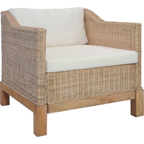 vidaXL Poltrona con Cuscini in Rattan Naturale (1/5)