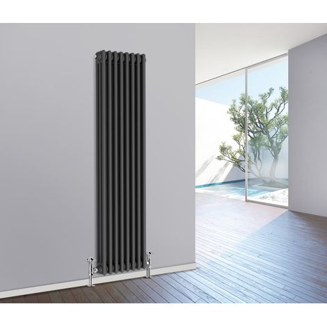 NRG Traditional Cast Iron Style Radiator Vertical 3 Column Anthracite 1800 x 380mm