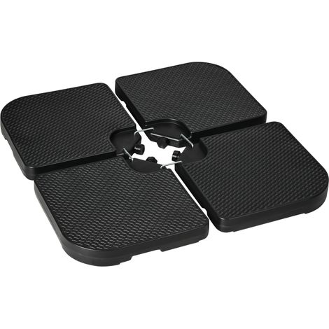 Pied de parasol Boroa lestage ultra stable design résine noire 4 dalles