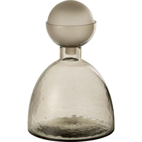 Vase Bouteille Bouchon en Verre "Yoko" 29cm Grège