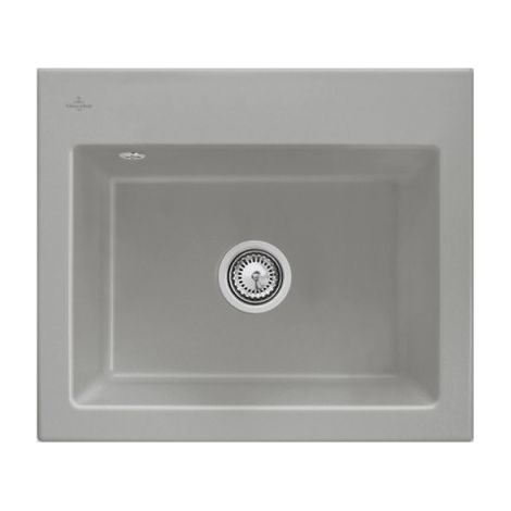 VILLEROY ET BOCH Subway 60 S fregadero 60 x 51 cm sin escurridor Fossile CeramicPlus con desagüe manual