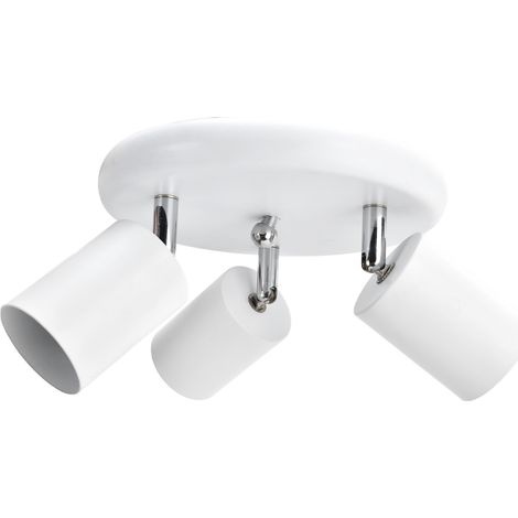 Lot GU10 à 3 têtes rond blanc, socle rotatif 330°, tête réglable 90°, pour mur ou plafond, éclairage salon chambre cuisine vitrine, 85-265V (sans ampoule) (1/5)