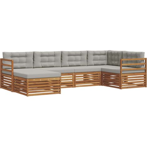 Conjunto de sofás de exterior 6 pcs Gris Natural y Claro vidaXL (1/5)