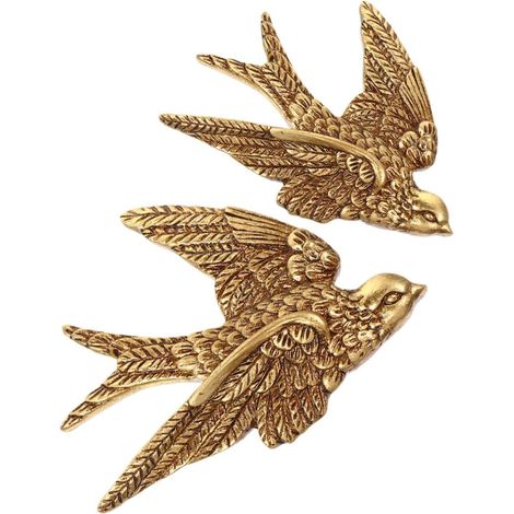 Ornement Mural Polyvalent Pendentif Hirondelle Élégant Lot de 2 Pièces Décoration Murale en Résine Or pour Intérieur pour Salon ou Jardin (1/5)
