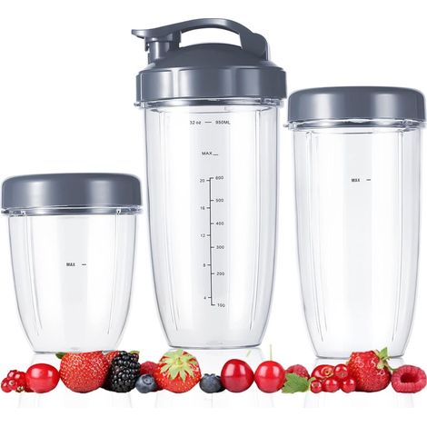 Accessoires blender - 5 pièces - Gobelets rechange Nutribullet 950/700/470ml - Couvercle clapet (1/5)