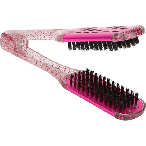 Lisseur Cheveux Brosse Double Face Peigne Coiffant Rouge Rosé, Fer à Lisser Souple Pinceau Coiffure (1/5)