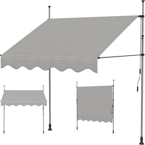 Auvent rétractable manuel sans perçage 200x180cm - hauteur et inclinaison réglable - store banne avec manivelle (1/5)