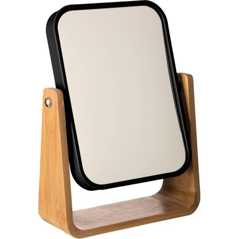 Miroir noir encadré en bambou, miroir élégant en matériaux naturels (1/4)