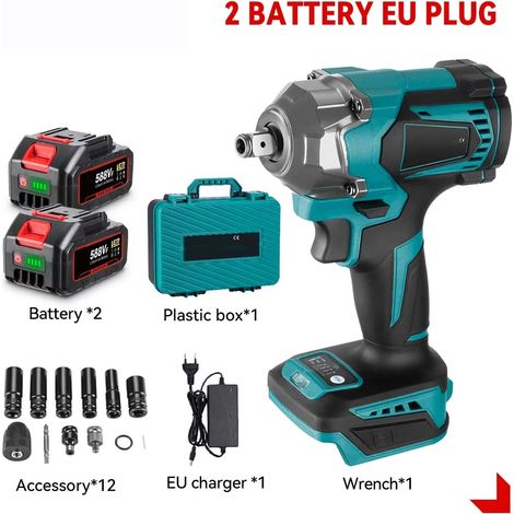Visseuse à chocs 1200 Nm – 3 fonctions – Lot 2 batteries type B – Compatible Makita 18V (1/5)
