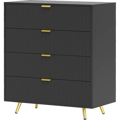 Elegant FourDrawer Bedside Table Black (1/5)
