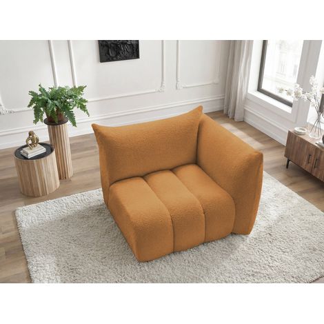 BOBOCHIC - Chauffeuse 1 place avec accoudoir pour canapé modulable AZRA tissu bouclette Angle droit  Jaune