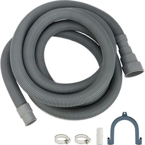 Tubo di scarico universale da 3 metri, prolunga di scarico per lavatrici, con staffa a U, raccordo e fascetta stringitubo, per lavatrici e lavastoviglie. (1/5)