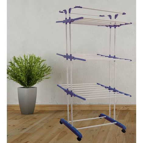 Trade Shop - Rack Rack Vertical 3 Estantes Plegables Con Ruedas Hasta 40 Kg -