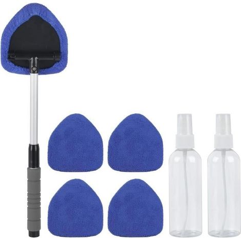 Nettoyant pour Pare-Brise de Voiture, Brosse de Nettoyage,Brosse de Lavage Voiture Rotation à 180° Extensible Manche avec 5 Tampons (1/4)