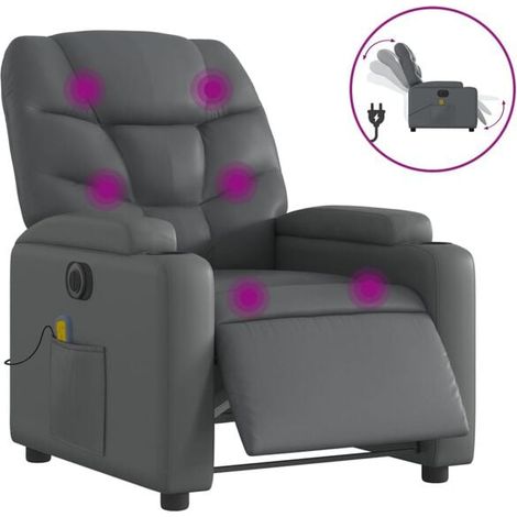 Fauteuil de massage électrique inclinable en similicuir gris (1/5)