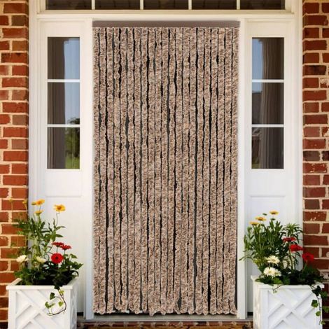 Rideau anti-mouches beige et marron foncé 90x200 cm chenille (1/5)