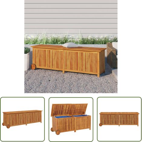 The Living Store Boîte de rangement de jardin avec roues 150x50x58cm bois acacia - Coffre De Jardin - Rangement Exterieur - Coffre De Rangement - Meuble De Jardin - Mobilier De Jardin (1/5)