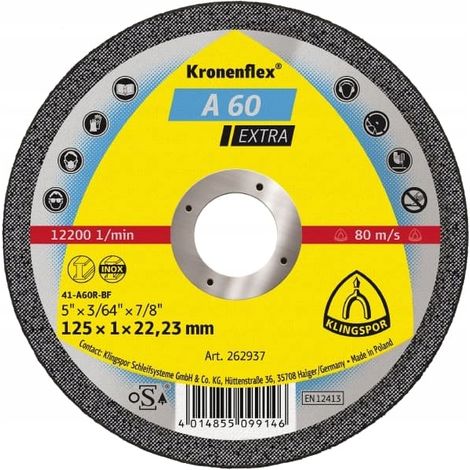 Klingspor Kronenflex A 60 TZ Special Trennscheiben 125 x 1 x 22,23 mm 25 Stück (1/4)