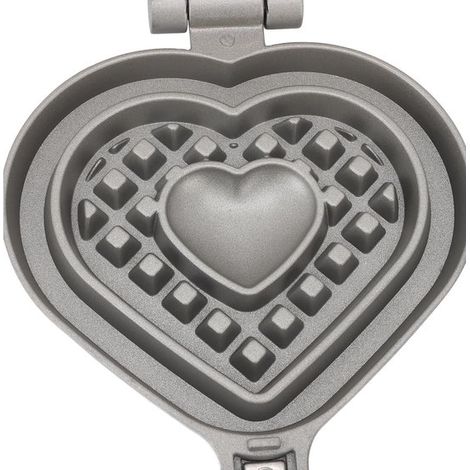 Gofrera con forma de corazón - Ideal para preparar desayunos - Diseño de doble cara - 14,5 x 35 cm - Color negro (1/5)