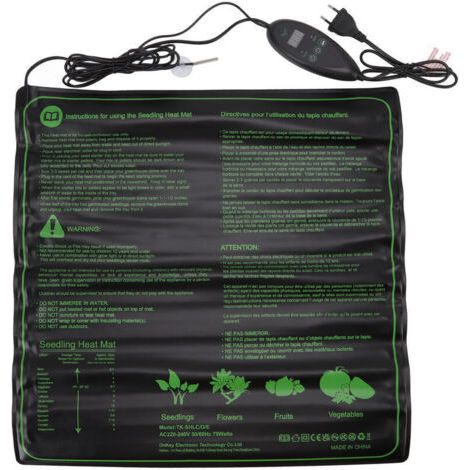 Tapis chauffant pour semis 6 vitesses, température réglable, étanche, tapis de démarrage pour herbe à fleurs, prise EU 220240V (1/5)