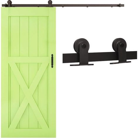 Kit de quincaillerie pour porte de grange Kit de quincaillerie for porte de grange coulissante, rouleau en forme de T + rail d'épissure durable adapté au système de rail stable à une porte Facile à in (1/5)