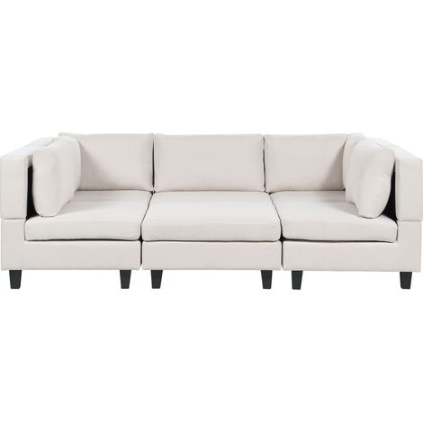 U-förmiges Modulsofa 5-Sitzer UNSTAD Stoff Hellbeige mit Ottomane